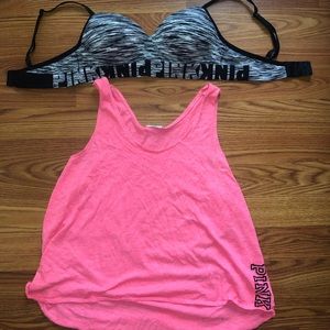 Pink tank and sports bra